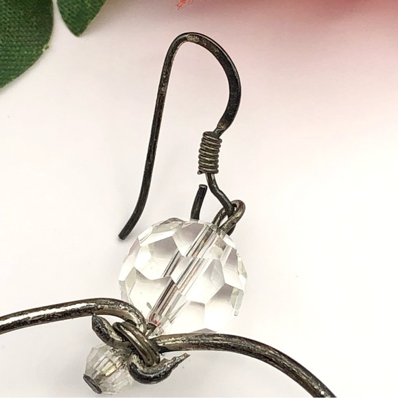 Handmade Artisan Beaded Sterling Silver Hoop Dangle Earrings Barbiecore Pink AB - Picture 8 of 12